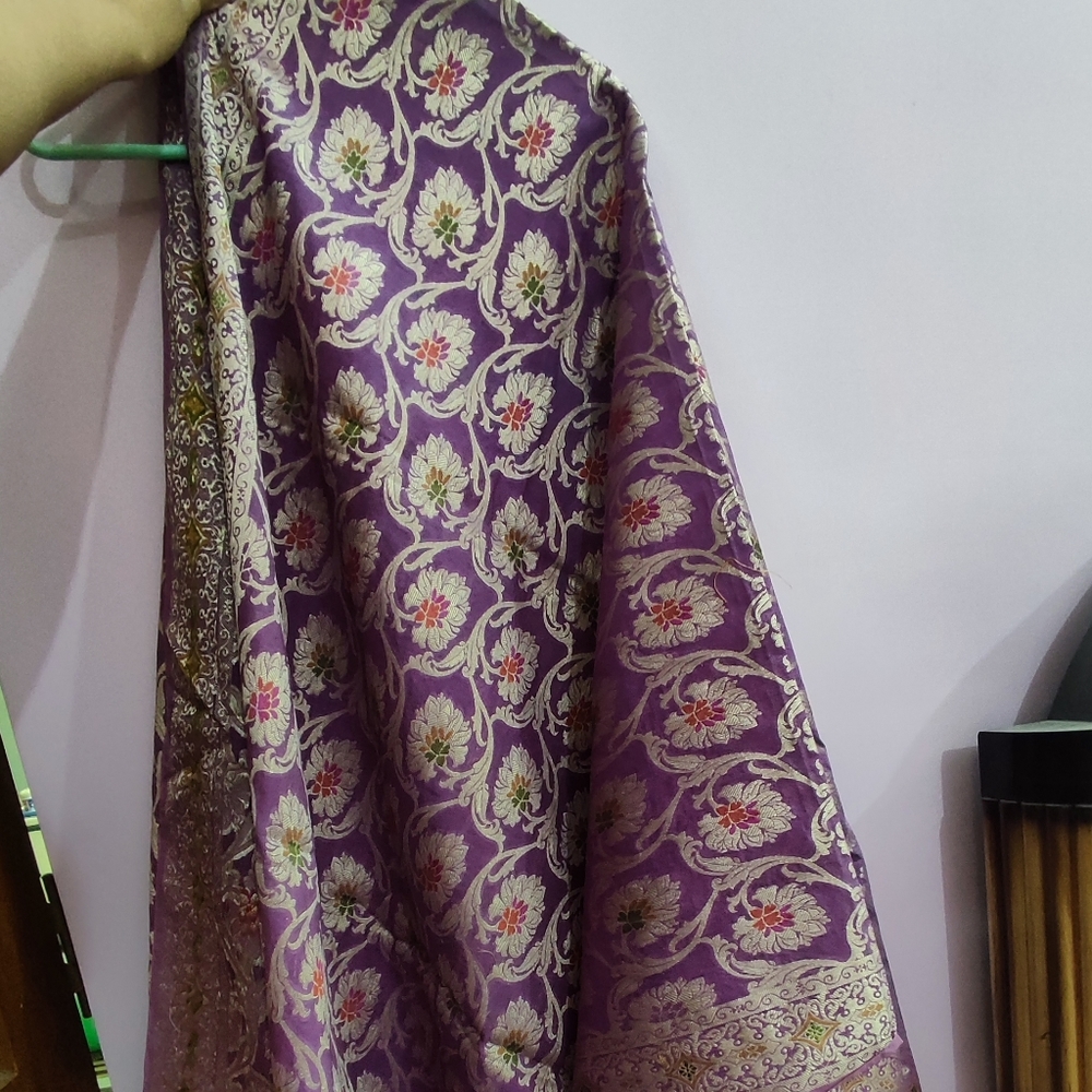 Banarsi Dupatta in Purple Meena Work - Picture 1 of 5